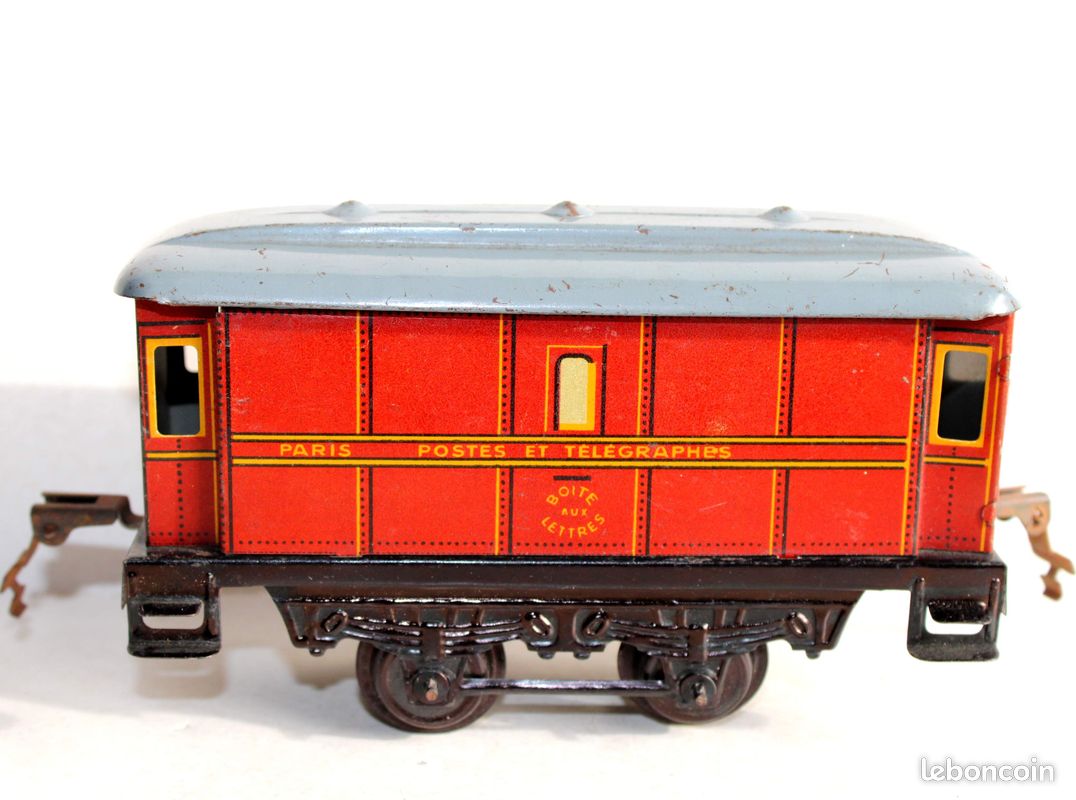 JEP Wagon Postes Et Télégraphes Rouge Tôle 37cm 1938/52 Bon état