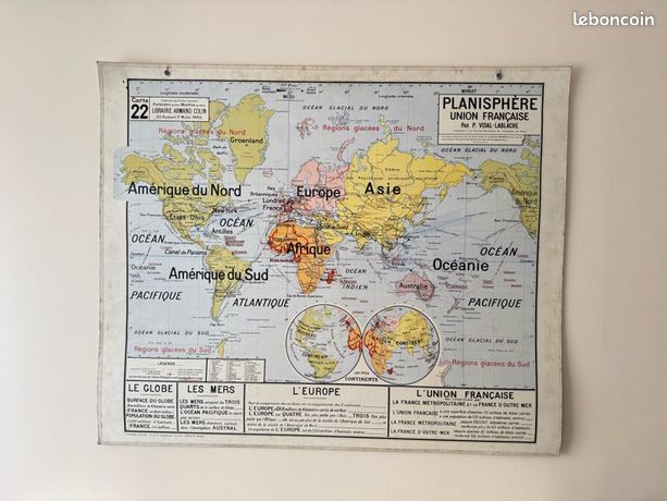 Carte Vidal Lablache N° 9 - FRANCE PROVINCES EN 1789-120 X 100 Cm (reproduction Ancienne Carte