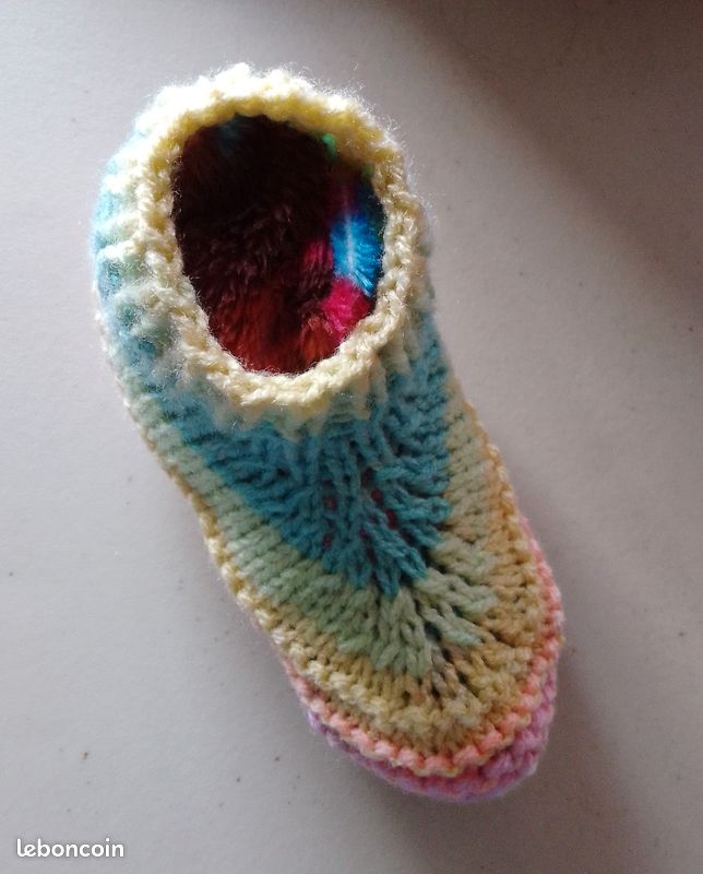 Chaussons de lit ou TV, cocooning, pastel, T 24-26, mixte, faits mains (image 3)