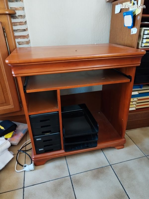 Bureau avec tiroir coulissant en bois (image 2)
