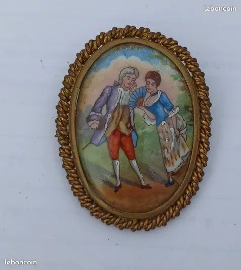 Broche Ancienne Rare De Limoges - Bijou Vintage Français - Occasion