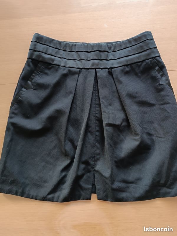 Jupe Midi Comptoir Des Cotonniers, Noire, Taille 8, Coupe A-line, Coton élasthanne