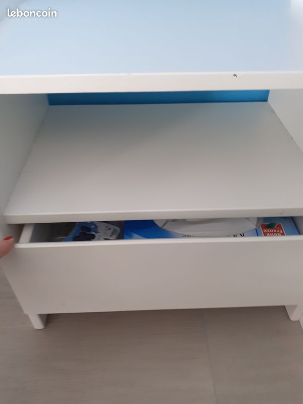 Lit enfant 90*190 blanc en bois avec table chevet (image 11)