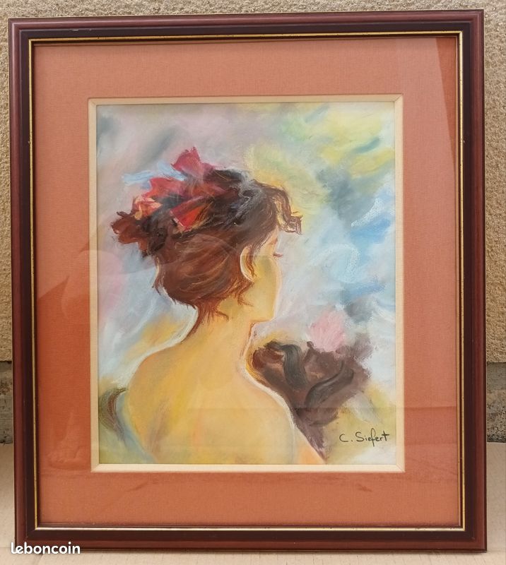 Tableau femme au pastel sec (image 1)