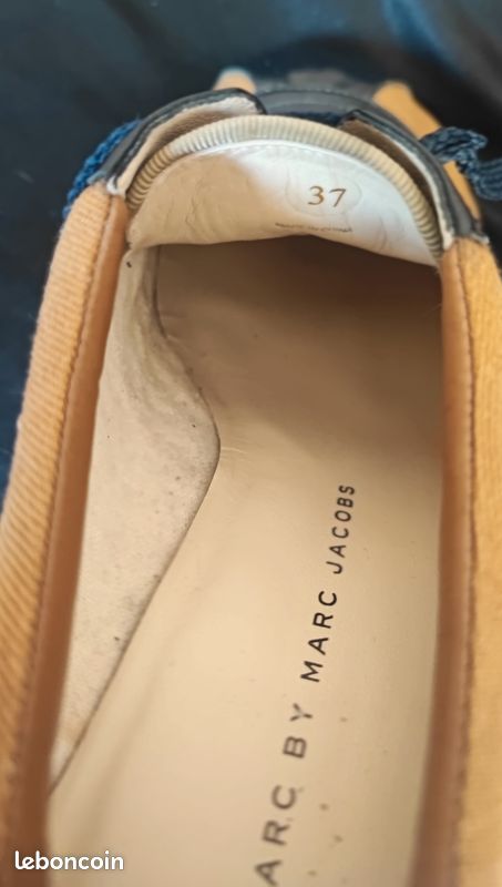 Marc jacobs - baskets compensées - toile couleur café + cuir verni bleu - pt 37 (image 7)