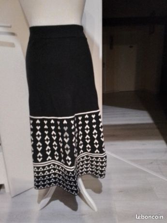 Jupe Noire Et Grise RENE DERHY Taille L – Style évasé Et Taille élastiquée