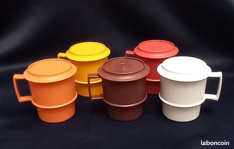 Lot de gobelets vintage Tupperware x 6 années 70 anton Vaud
