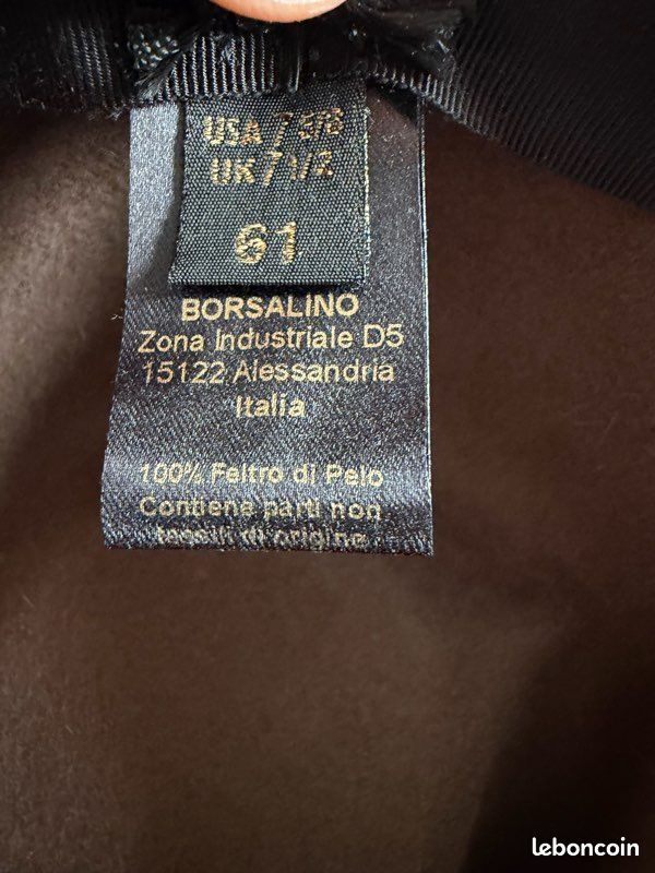 Chapeau Borsalino feutre – taille 61 – made in Italy – neuf (image 7)