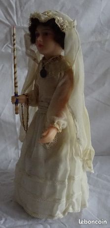 POUPEE PORCELAINE DEMI Figurine Communiante Ancienne Boite Dragees Ou