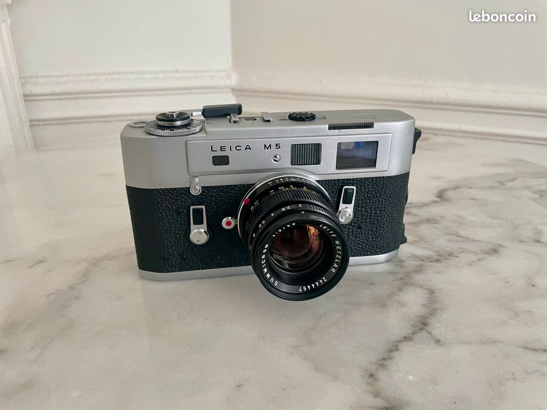 A vintage Leica M3 rangefinder camera with a Summarit 50mm f1.5 Ernst