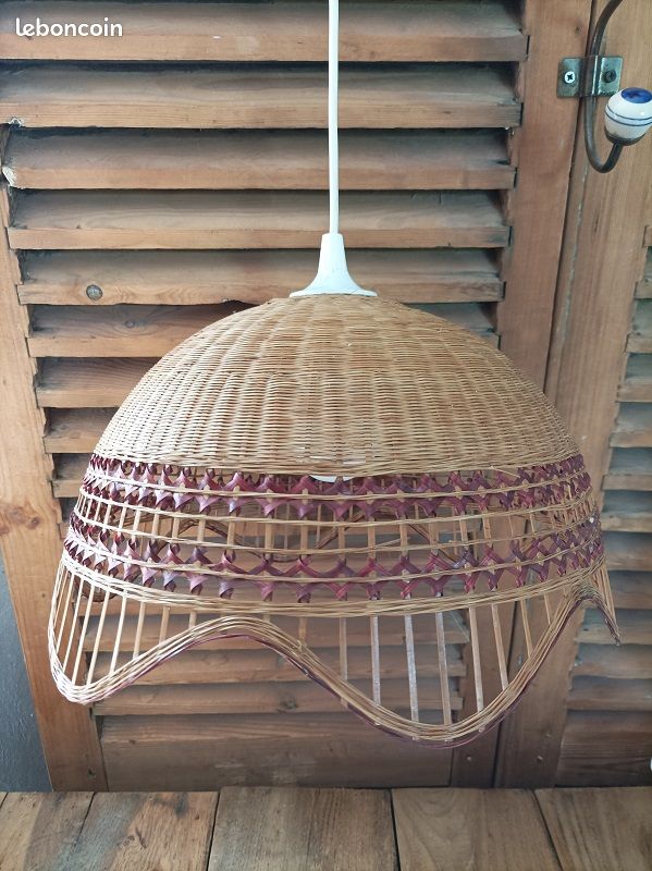 Suspension abat jour Luminaire lustre Cannage Dp 0823313 brocanteespritdantan (image 1)