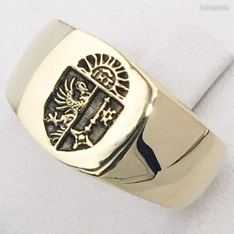 Chevalière Westfield State Collège Taille 60 - Aigue-marine, Plaqué Or 18K, Poinçonnée, Neuf Avec étiquettes