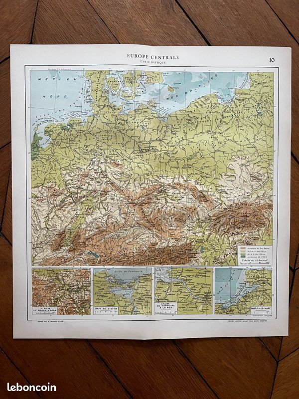 Carte physique de l’Europe centrale - Carte géographique ancienne (image 1)