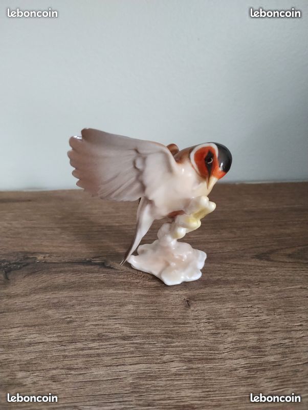 Figurine Ancienne Oiseau En Porcelaine - Chardonneret Années 50 - Unterweissbach - Collection Limitée
