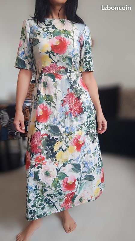 Robe Longue Fleurie Zara Taille 36/38 - État Parfait - Coton élasthanne Avec Poches