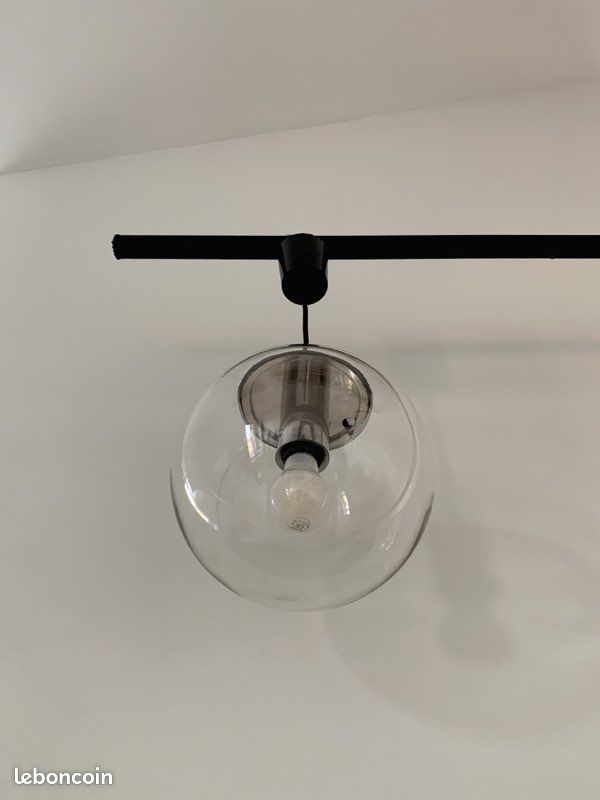 Suspension vintage Peill & Putzler globe verre (AH 105 200) design 70s luminaire lustre rétro (image 4)