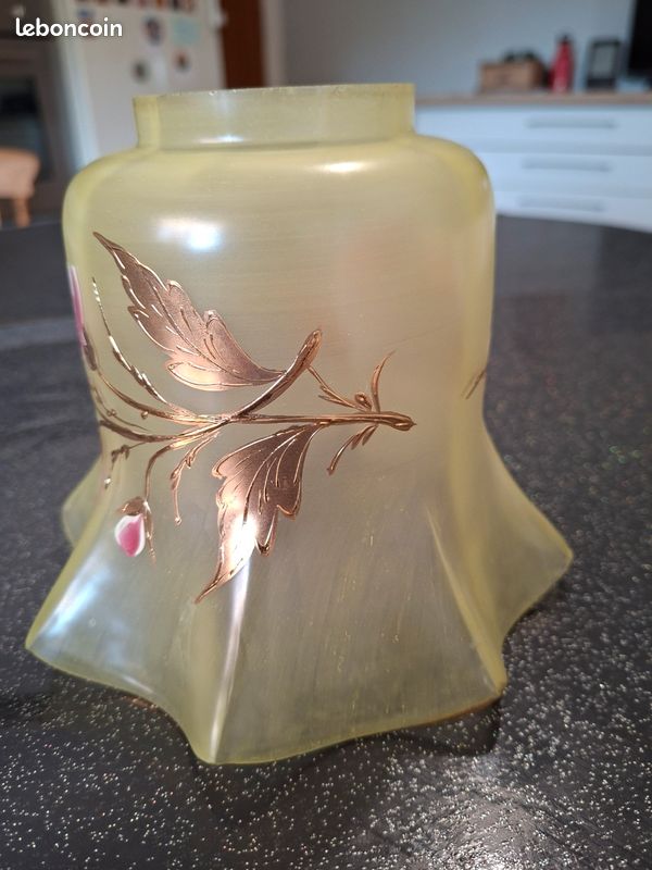 Tulipe lampe à pétrole lampe à huile décor floral dorure art nouveau Belle époque (image 11)