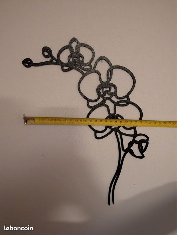 Décoration murale orchidée en fleur, PLA noir, impression 3D (image 4)