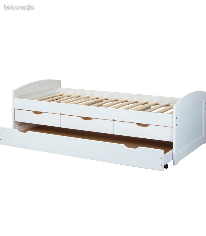 Lit gigogne 2 places sans matelas 90/190 démonter (image 1)