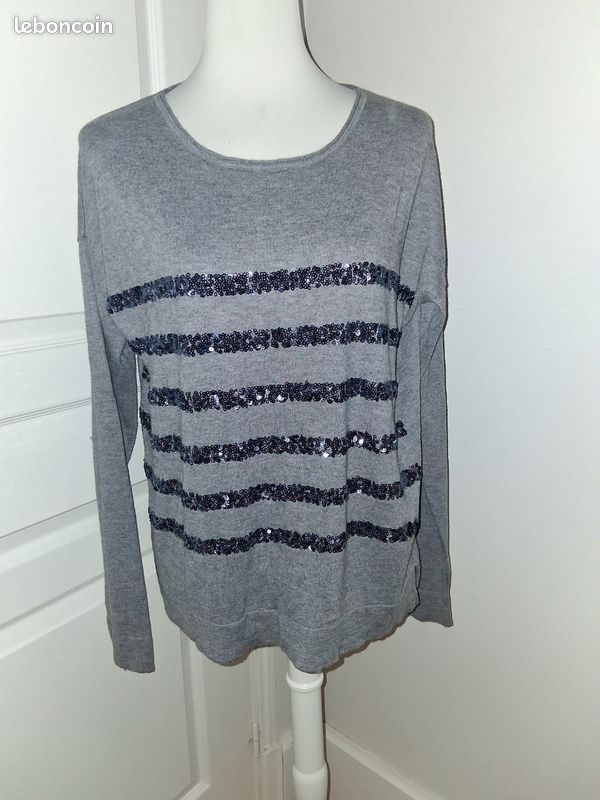 Pull Léger Cintré Comptoir Des Cotonniers - Bleu Gris Taille M, Occasion Très Bon état