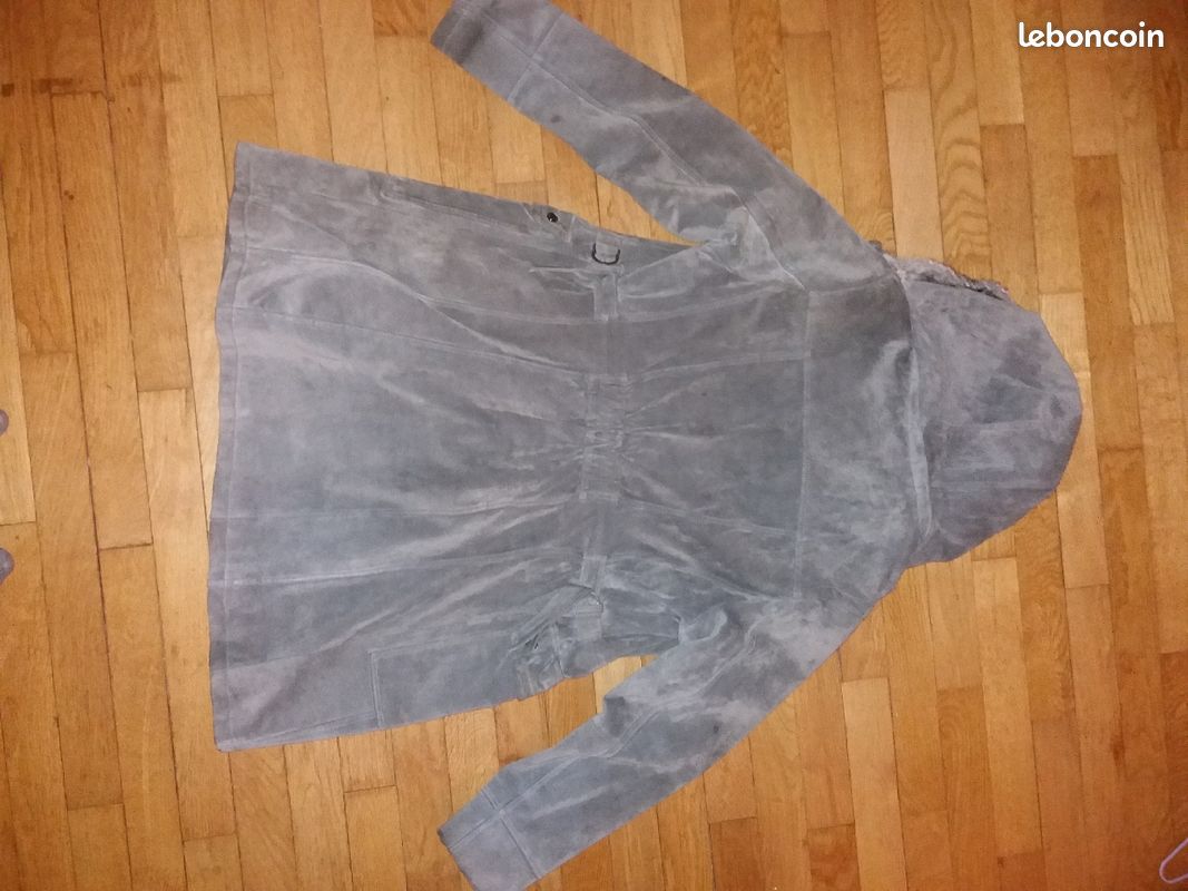 Manteau en daim véritable avec capuche (image 2)