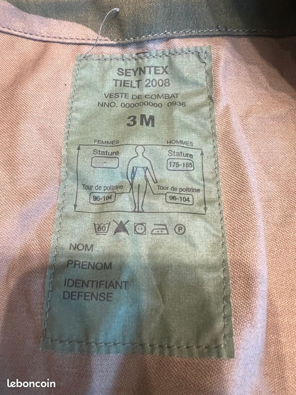 Veste parka treillis felin t3 armee francaise seyntex tielt 2008