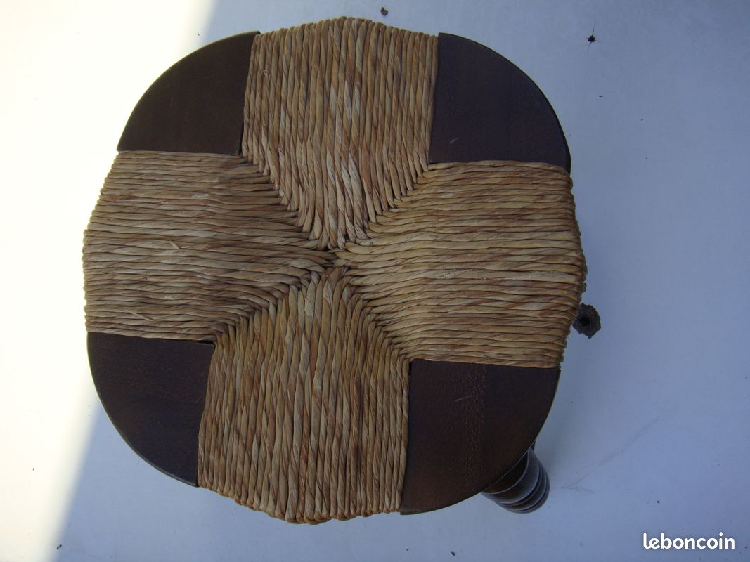 Tabouret paille+bois (image 2)