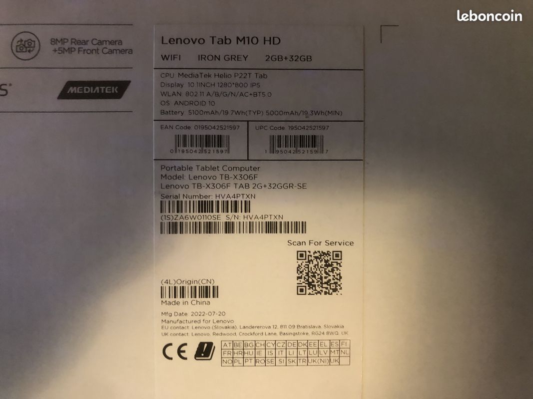 Lenovo tab m10hd sous garantie avec facture (image 3)
