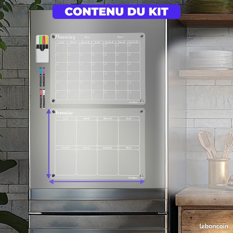 Calendrier Magnétique Effaçable Espace - Format A4, Avec 8 Stylos + Gomme - Pour Frigo Ou Tableau Blanc - Organisation Scolaire