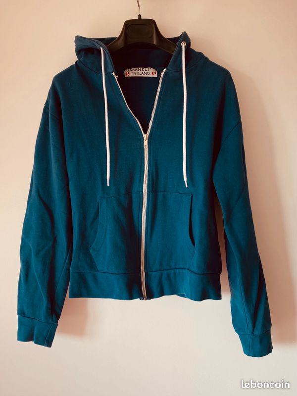 Sweat à capuche uni - Bleu - - 13.00