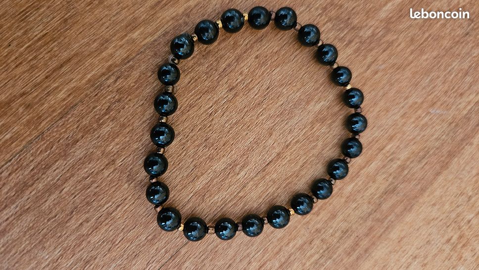 Bracelet neuf perles tourmaline noire (image 3)
