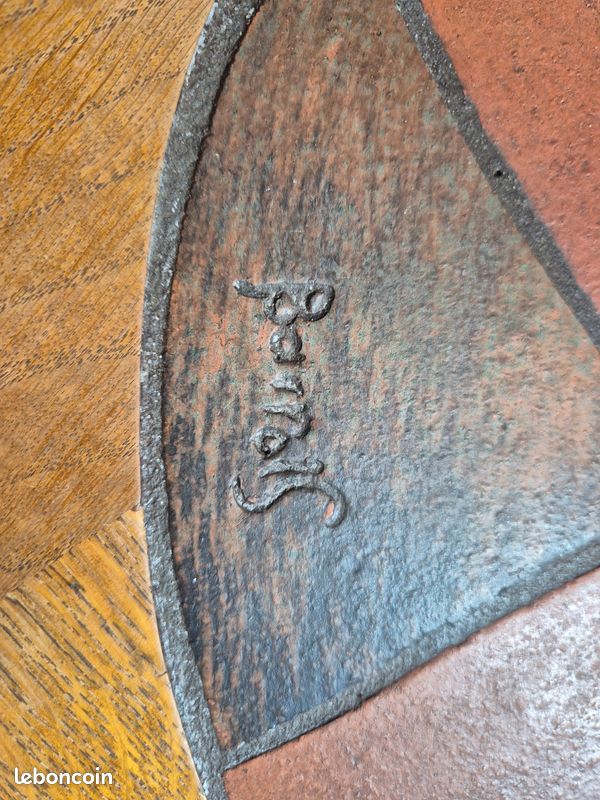 Table basse signée Barrois – Chêne massif & céramique Vallauris (image 2)