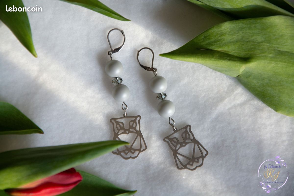 Bijoux femme Boucles d'oreilles "NOCTURNA" Acier et Cristal autrichien 50 mm Cadeau Assembler mains (image 1)
