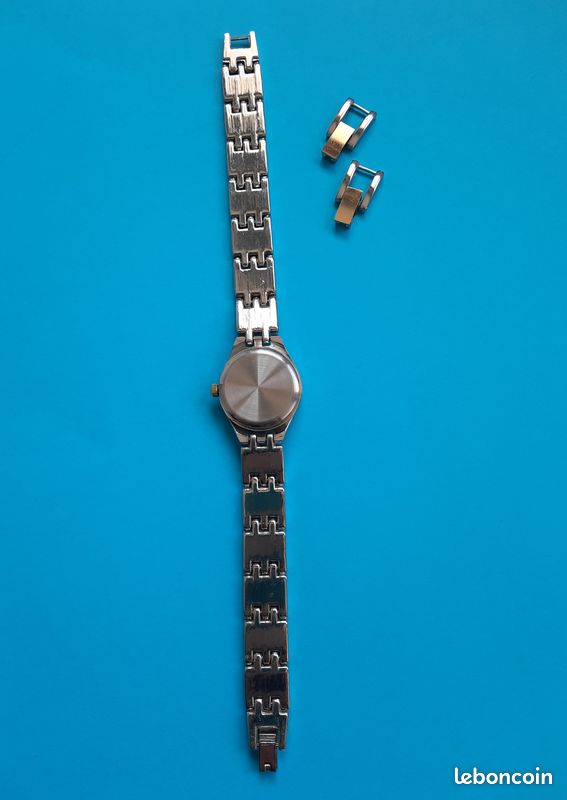 Montre Bracelet Femme Vintage Michel Delaby - Cadran Jaune Et Bleu - Occasion