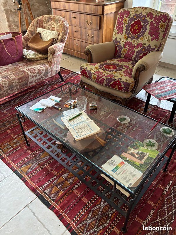 Table de salon fer forgé et verre (image 1)