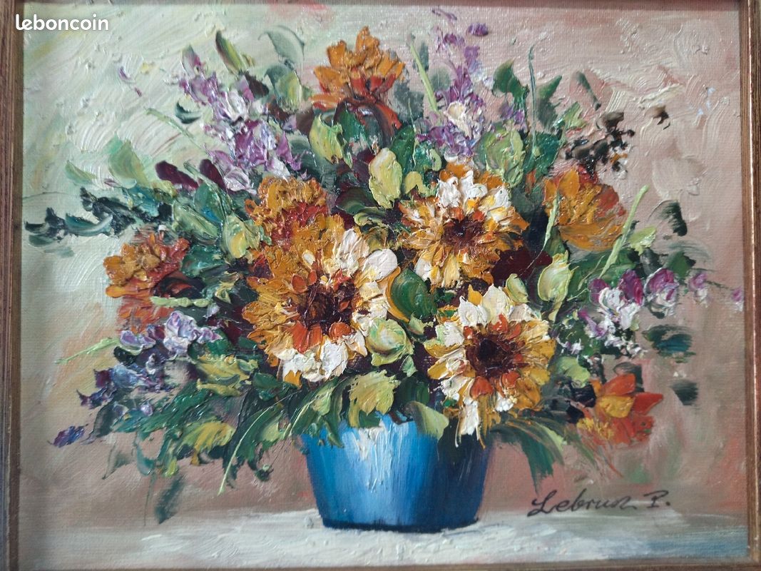 Tableau fleur huile (image 1)