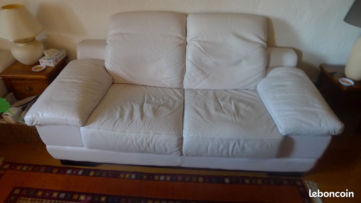 Canapé cuir blanc (image 2)