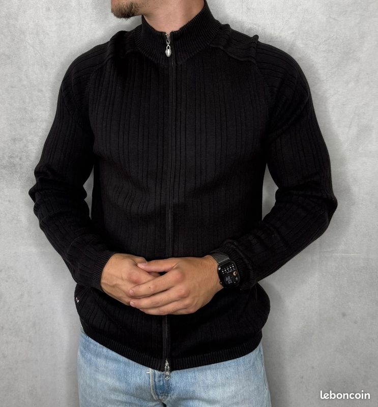 Cardigan Eden Park zippé coton maille noir taille L (image 1)