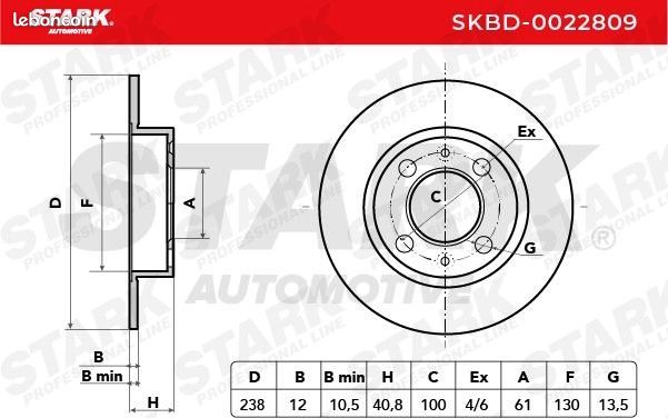 Disques de frein - STARK SKBD-0022809 (Compatible Renault, Dacia, Lada) (image 2)
