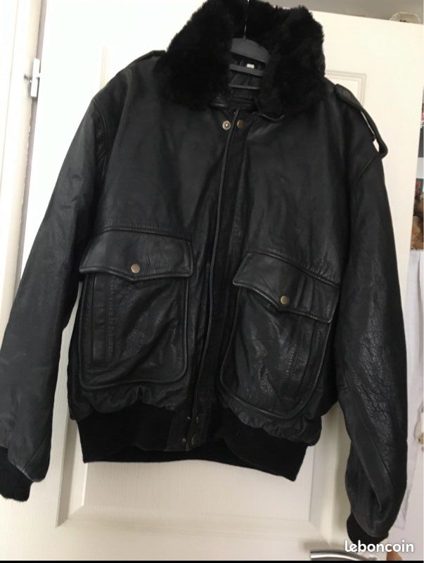 Blouson en cuir pour homme (fourrure intérieure amovible) - Taille 52 (image 1)