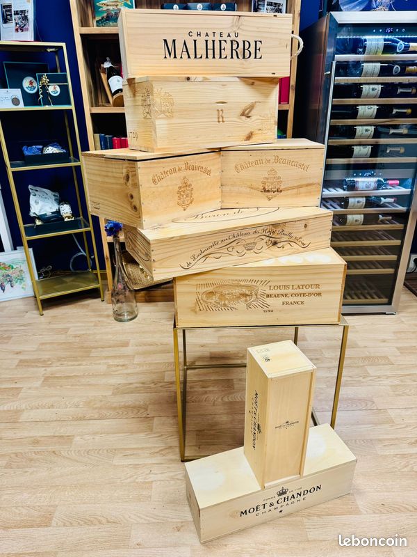 Caisses en bois de vin et champagne – parfaites pour déco ou rangement (image 2)