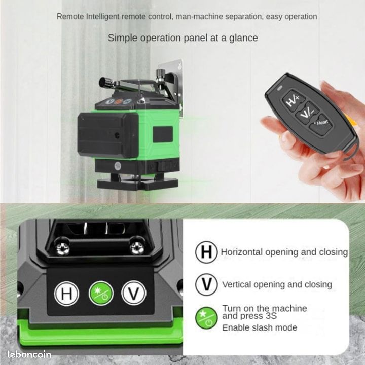 NIVEAU LASER VERT 16 Lignes Auto-nivelant 360° 4D Support Rotatif Avec 2 piles EUR 82,99 - FR