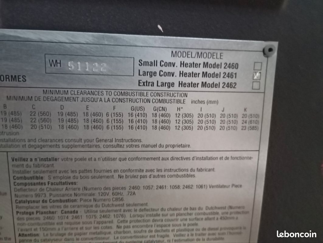 Poêle à bois Vermont Casting Fédéral Dutchwest taille L (image 5)