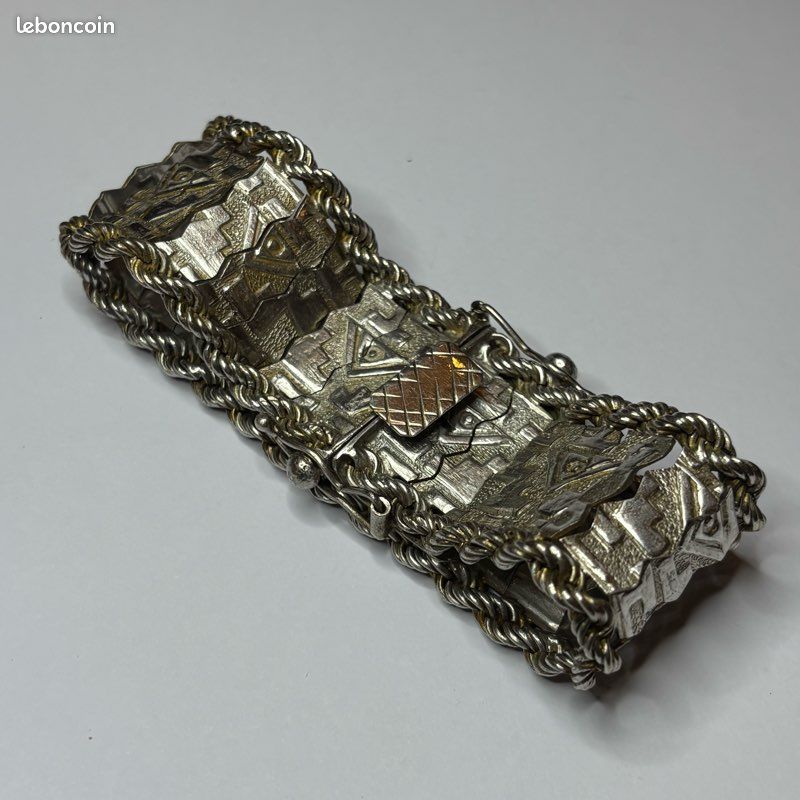 BRACELET INOX ET pierres marque JR 20 cm la.6mm 21gr tbé EUR 17,00 - FR