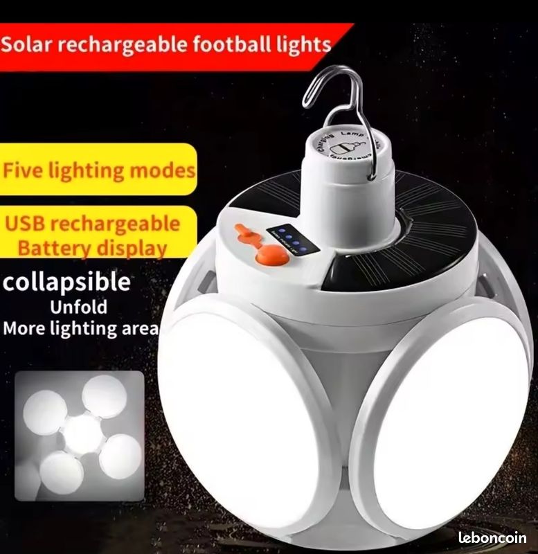 30LED--Lampe de camping solaire à LED pliable, lampe de tente portable à trois feuilles, aste 30LED--Lampe de camping solaire à LED pliable, lampe de tente portable à trois feuilles, aste