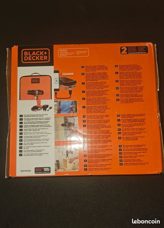 Perceuse à percussion Black & decker (Avec batterie + chargeur) (image 2)