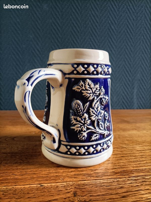 Tasse à Bière En Pierre Vintage Sigishofen - Peinte à La Main, Années 1950, Allemagne