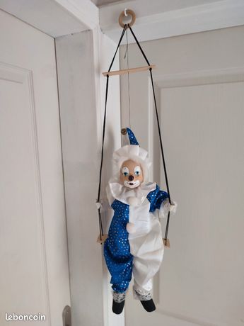 Ancienne Quille En Bois Clown Pierrot - Jouet Vintage Années 1920-1930