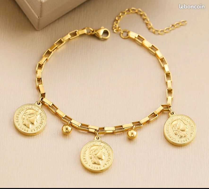 Bracelet 100% Acier inoxydable et Plaqué or (image 2)