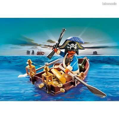 Barque Playmobil Pirates (brune) - Modèles Compatibles : 3053, 3112, Etc. - Occasion, Envoi Soigné